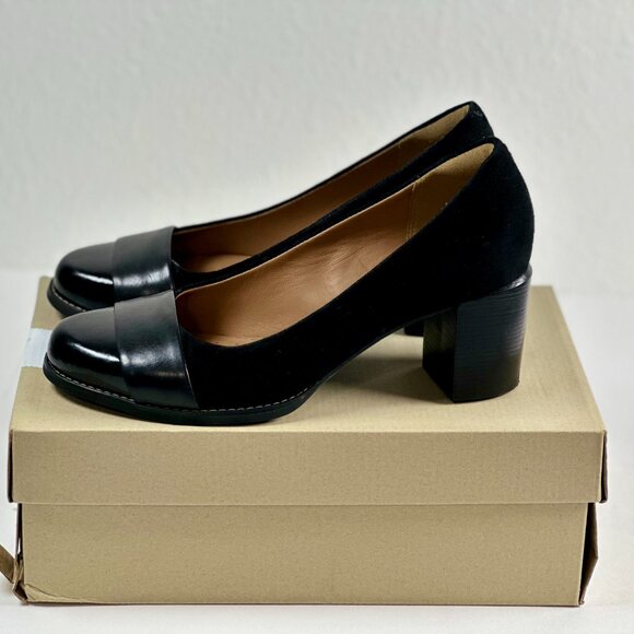 Clarks Artisan Tarah Brae Black Suede Patent Leather Pumps Women’s Size 6.5M - Picture 6 of 16